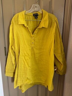 JNY Chartreuse Linen Tunic Sz 2x
